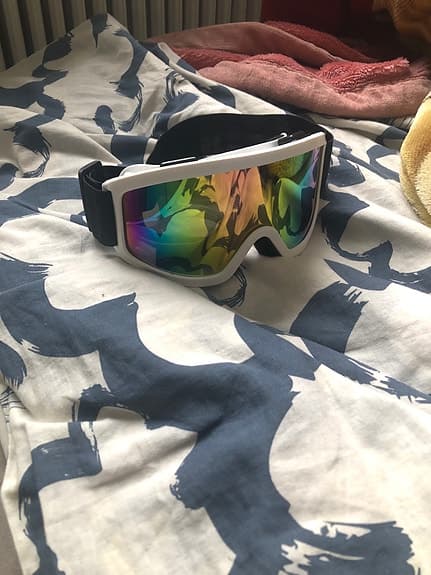 Skidglasögon vit ram spegellins