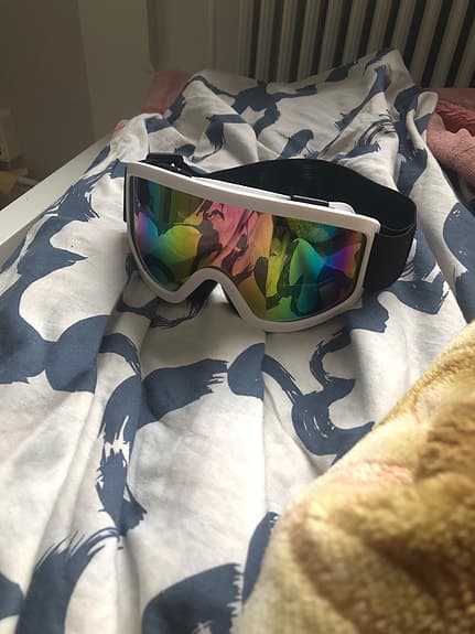 Skidglasögon vit ram spegellins