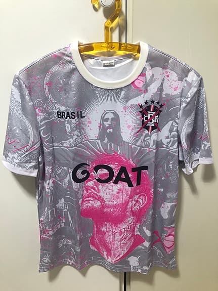 Goat fotbollströja herr L grå rosa tryck