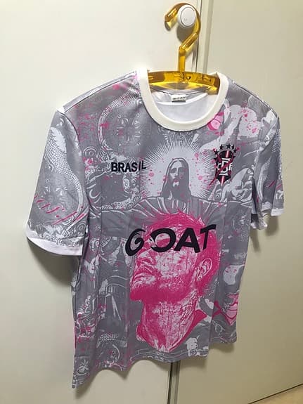 Goat fotbollströja herr L grå rosa tryck