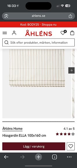 Åhléns Home hissgardin vit med beige ränder Ella