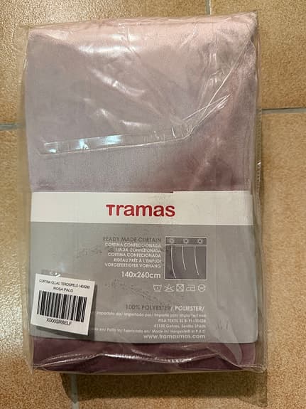 2 st Gardin i sammet, rosa, 140x260 cm