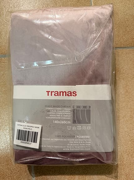 2 st Gardin i sammet, rosa, 140x260 cm