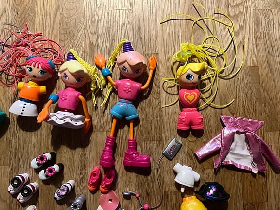 Betty Spaghetty dockor, 5 st med tillbehör. Från 90-talet