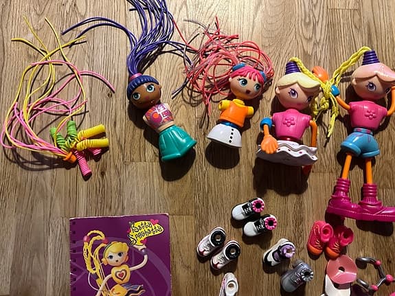 Betty Spaghetty dockor, 5 st med tillbehör. Från 90-talet