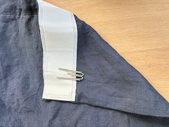 Linne gardiner 150x230 cm – Ombre i natur & blått – Säljes i par