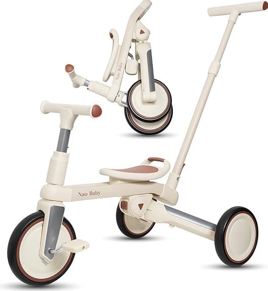 Trybike trehjuling med skjutstång beige