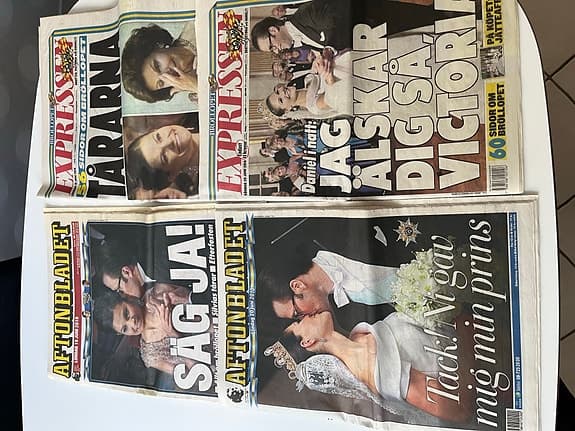 Viktoria bröllopsnummer och kvällstidningar tidningspaket