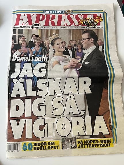 Viktoria bröllopsnummer och kvällstidningar tidningspaket