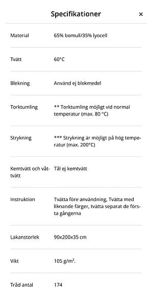 Vivian Gold Kronborg dra-på-lakan 90x200x35 cm vit