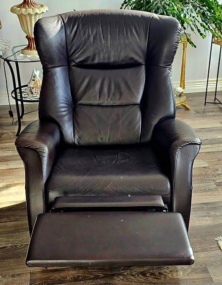 Svart recliner fåtölj i läder