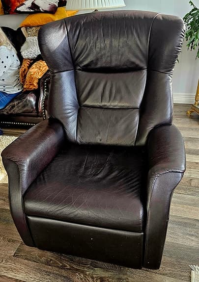 Svart recliner fåtölj i läder