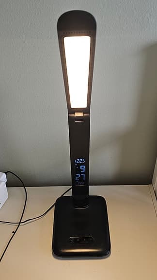 Lindby Dimmable Lamp with Time and Temperature Display