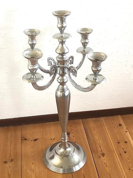 Mio ljusstake femarmad silverfärgad metall