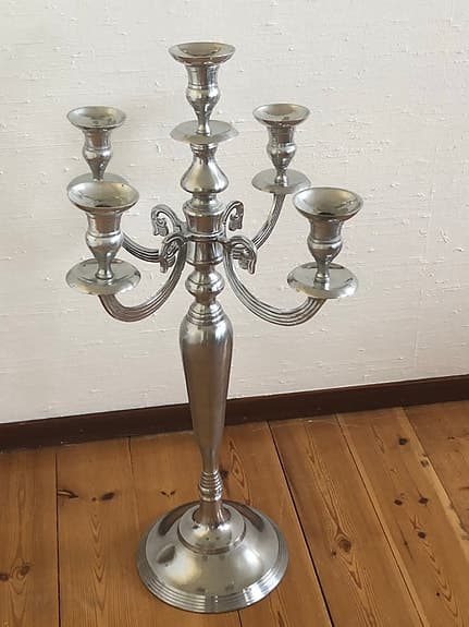 Mio ljusstake femarmad silverfärgad metall