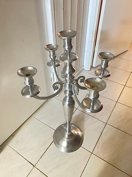 Mio ljusstake femarmad silverfärgad metall
