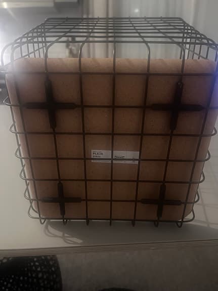 IKEA PLEJA förvaringskorg metall med träbotten