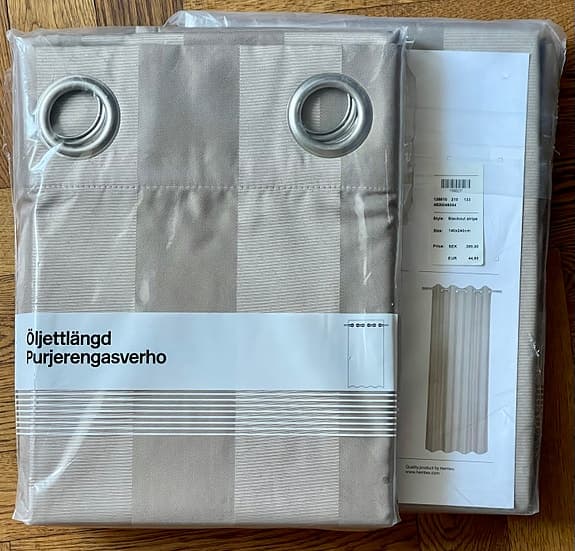 Gardiner, nya i förpackning