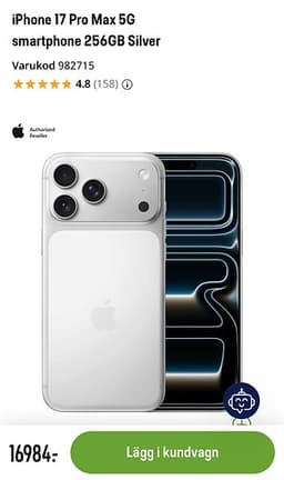 Apple iPhone 17 Pro Max smartphone 256 GB silver