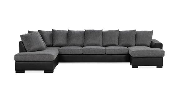 Soffa i 5 sits U formad Large Soffa med Divan och Schäslong i Konstläder/Tyg