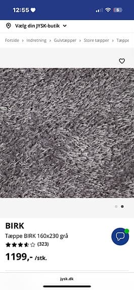 BIRK matta från JYSK – 160*230 cm – Grå ✨