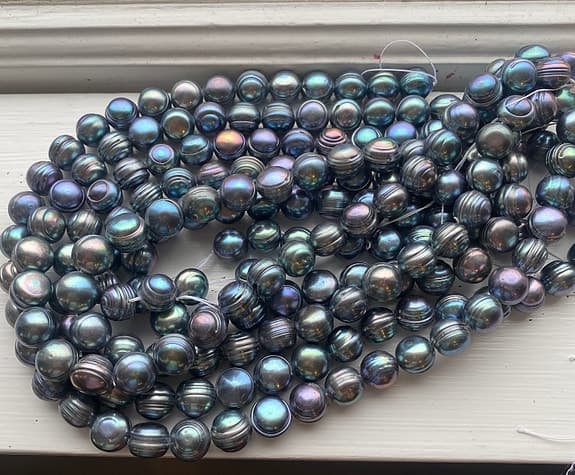 Denim/peacockfärgade pärlor för smycketillverkning