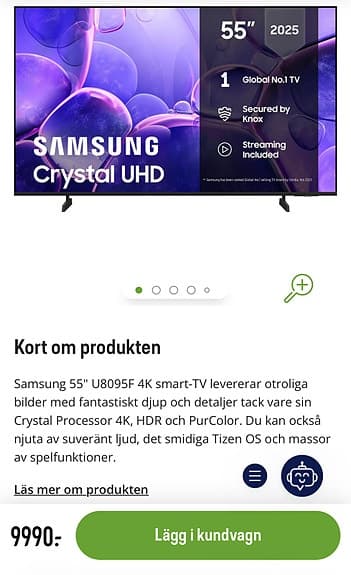 Samsung Crystal  55" 4K smart-TV helt ny i förpackning