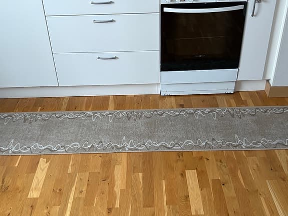 Lång och smal gångmatta rosa/beige