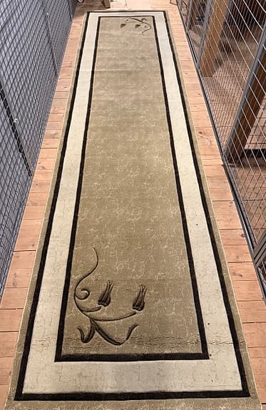 Beige mattor med löpare grön mönster
