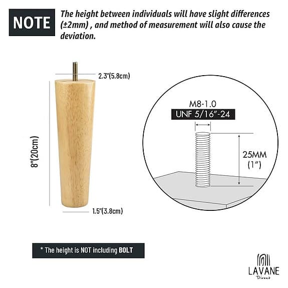20 CM Trämöbelben i Klassisk Design (4 Stycken)