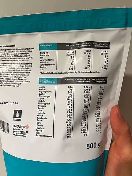 BioSalma Pure Collagen kollagenpulver 500 g naturell