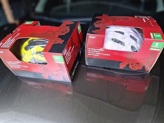 Cykelhjälm barn gul och rosa