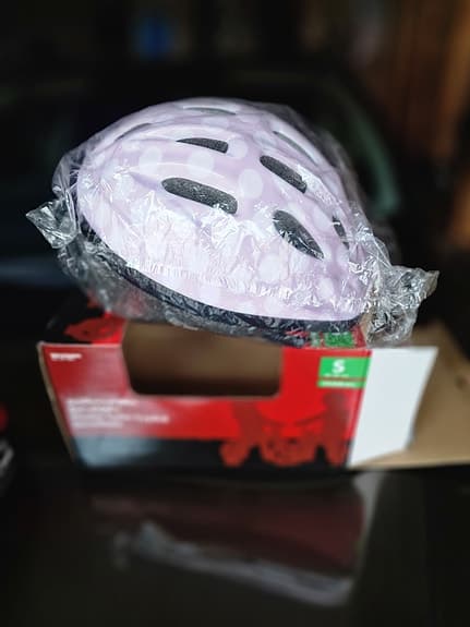 Cykelhjälm barn gul och rosa