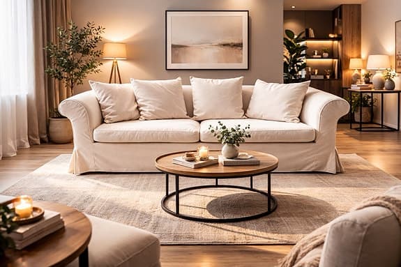 Tre sitts soffa med beige färg. Som ny !