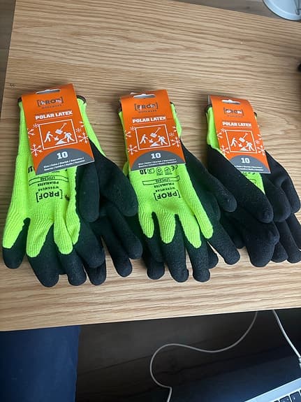 3Pack Prof Polar Latex arbetshandskar storlek 10 gul/svart