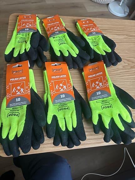 6pack Prof Polar Latex arbetshandskar storlek 10 gul/svart