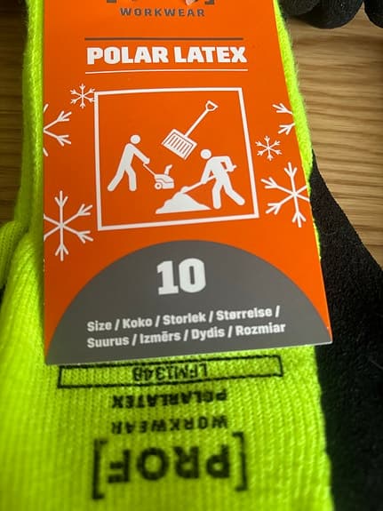 6pack Prof Polar Latex arbetshandskar storlek 10 gul/svart