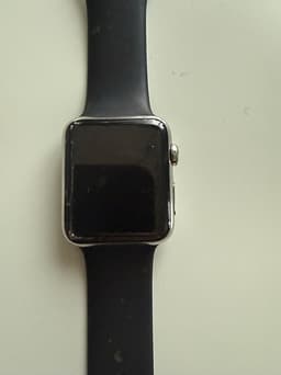 Apple Watch 42 mm smartklocka rostfritt stål med svart sportarmband