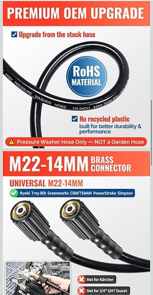 Högtrycksslang 15 m (M22, 220 bar) – Helt ny