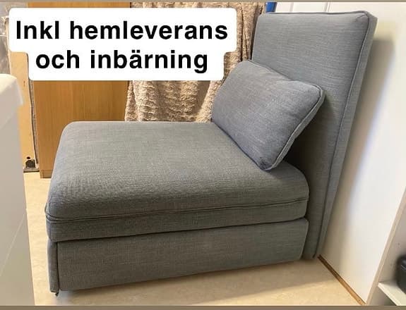 Nyskick  IKEA Vallentuna Bäddsoffa fåtölj Mörk Grå Inkl Hemleverans & Inbärning