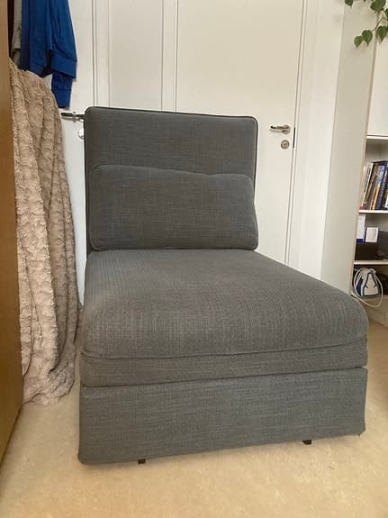 Nyskick  IKEA Vallentuna Bäddsoffa fåtölj Mörk Grå Inkl Hemleverans & Inbärning