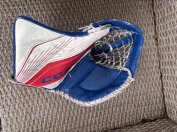 CCM Eflex ishockey målvaktsplock blå röd vit