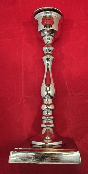 Lene Bjerre ljusstake silverfärgad metall H36 cm
