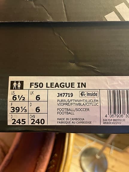 Adidas F50 League IN fotbollsskor 39 lila grön