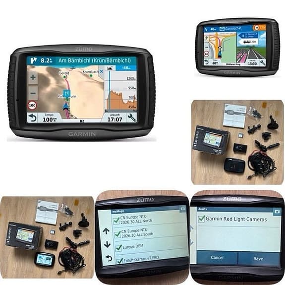 Garmin Zumo 595 LM hela Europa 2026+Friluftskartan Pro V7 Sverige Fartkamera