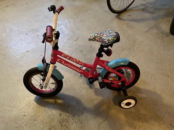 Crescent Barncykel 12" med stödhjul rosa/blå