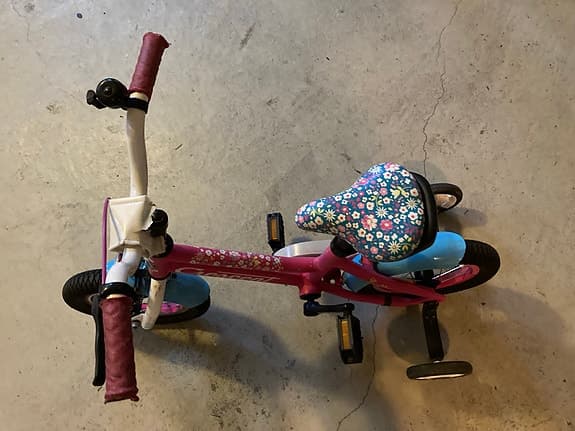 Crescent Barncykel 12" med stödhjul rosa/blå