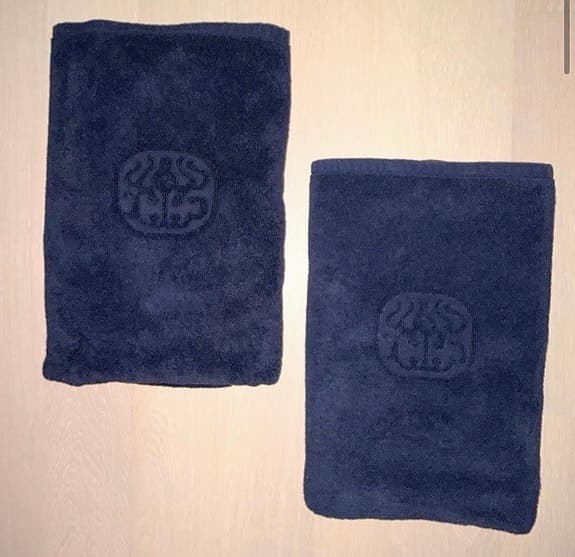 2 x Georg Jensen Damask handdukar mörkblå ekologisk bomull -