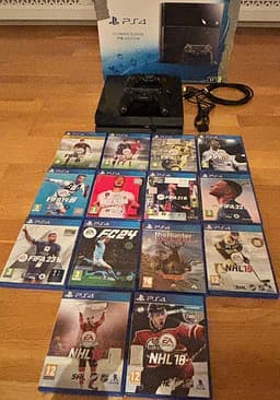 PS4 (1TB) med 14 tillhörande spel