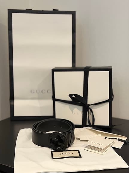 Gucci skärp svart läder herr